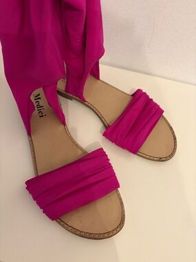 Medici Fuchsia Ruched Wrap Sandals - Women